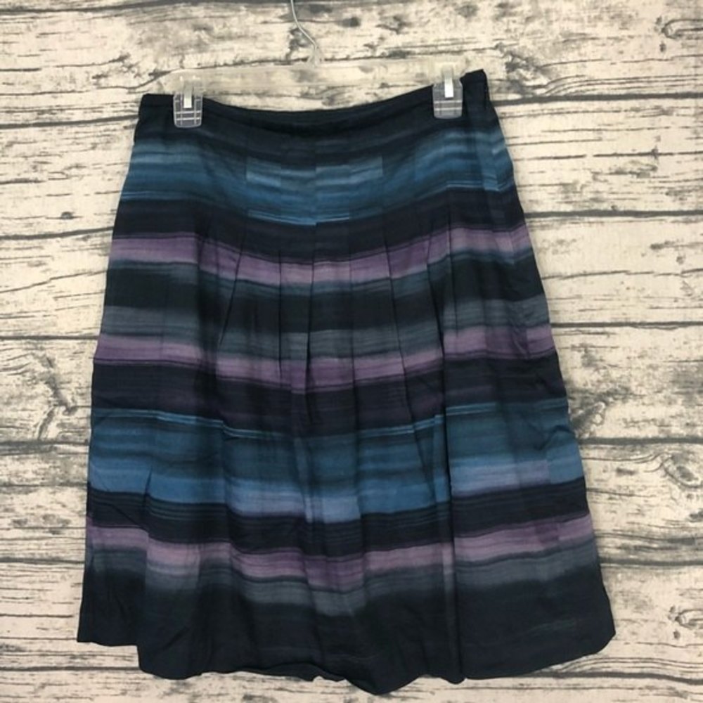 Ann Taylor LOFT Blue Purple Striped Skirt Size 6